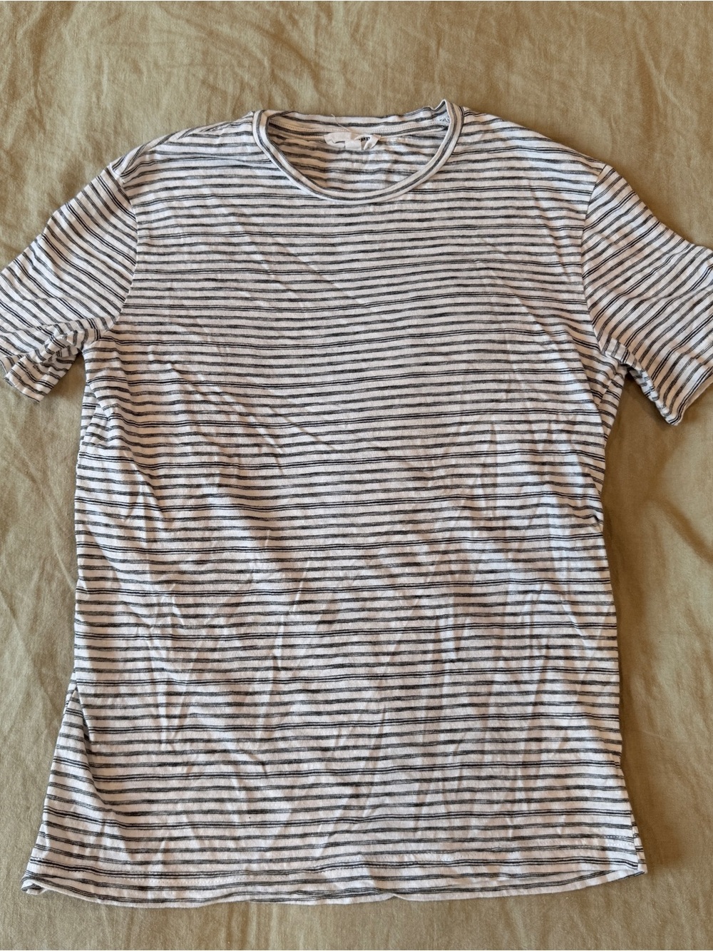 Men's Black & White Striped Short-Sleeve Crewneck Shirt